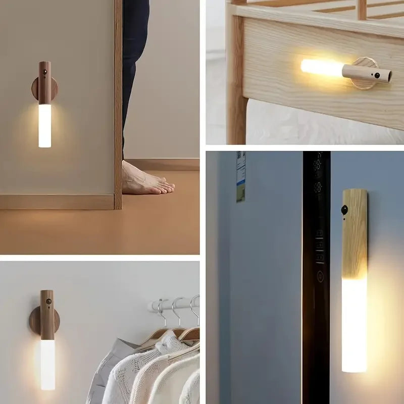 Intelligent Wooden Magnetic Suction Lamp LED Charging Night Light Staircase Corridor Bedroom Atmosphere Human Body Sensing Light