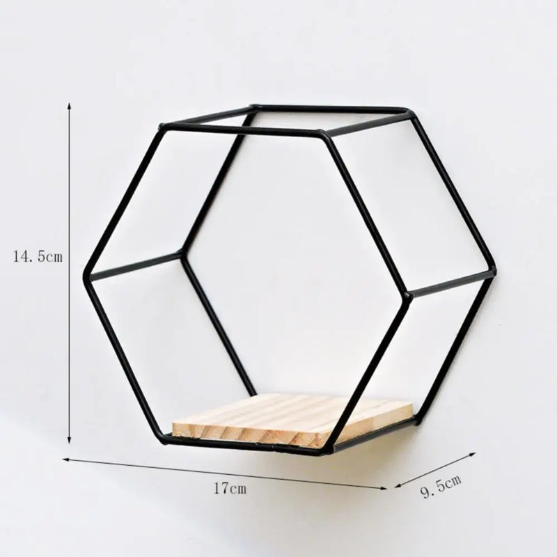 Wall Mounted Hexagon Shelf Handicraft Display Rack Floating Wall Shelf Sundries Storage Holder Living Room Home Decoration