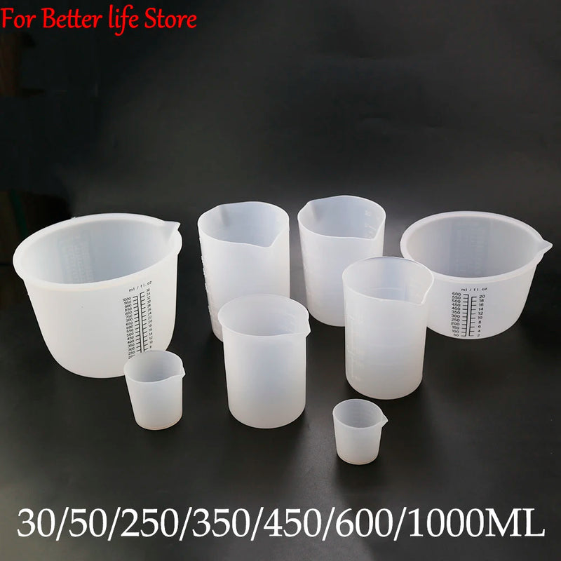 1Pcs  30ML-1000ML Silicone Measuring Cup Transparent With Scale Separating